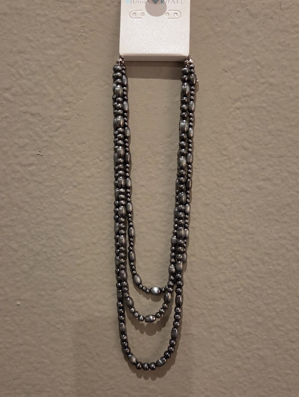 Kharis Khale Layered Silver-Tone Multi-Strand Beaded Necklace Women Jewelry NEW
